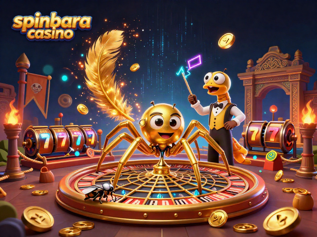 Engage in exhilarating action at Spinbara Casino with a colorful 3D roulette wheel and dynamic betting scene.